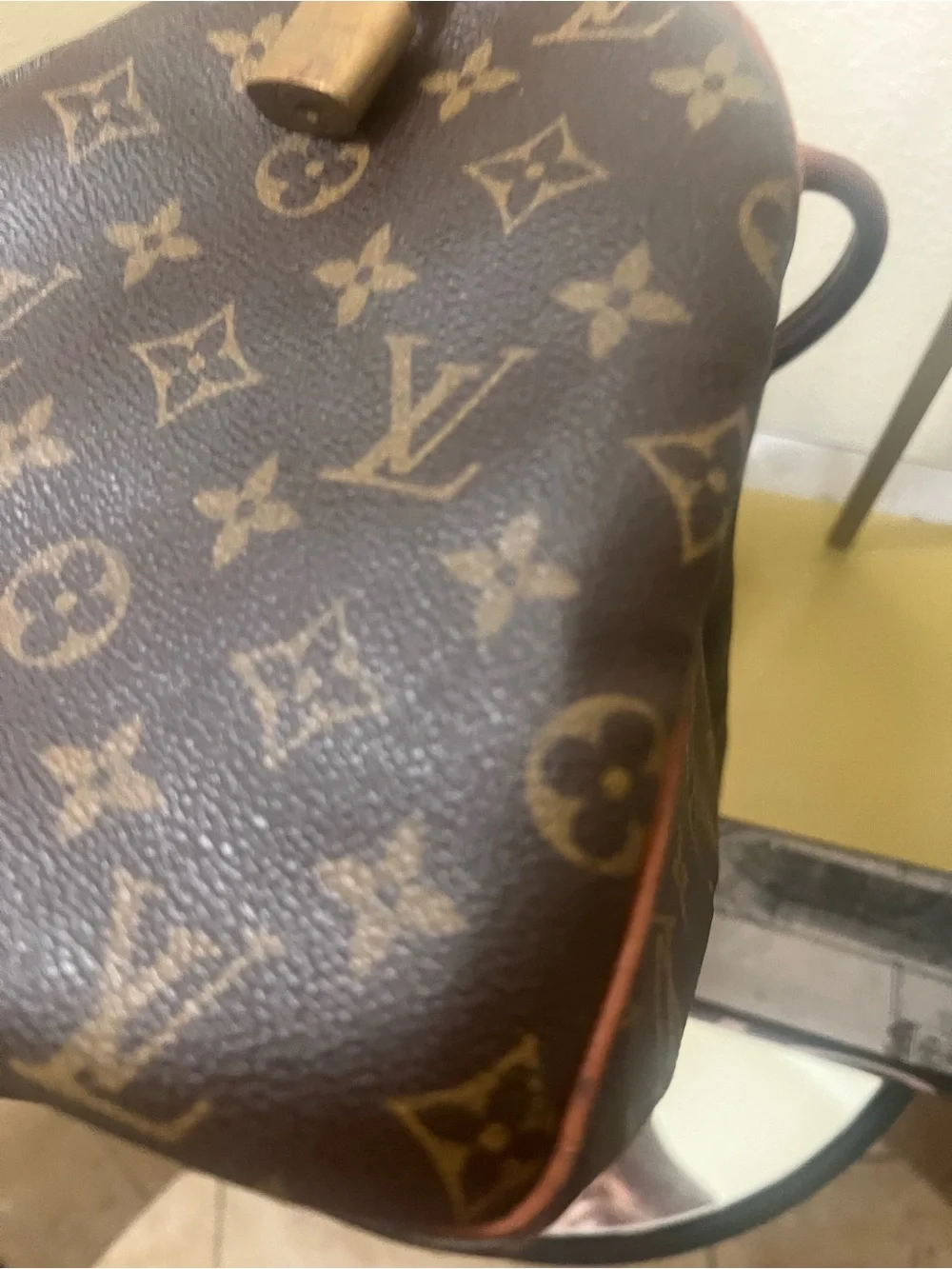 Louis Vuitton Monogram Canvas Satchel with Tan Leather Handles speedy 30